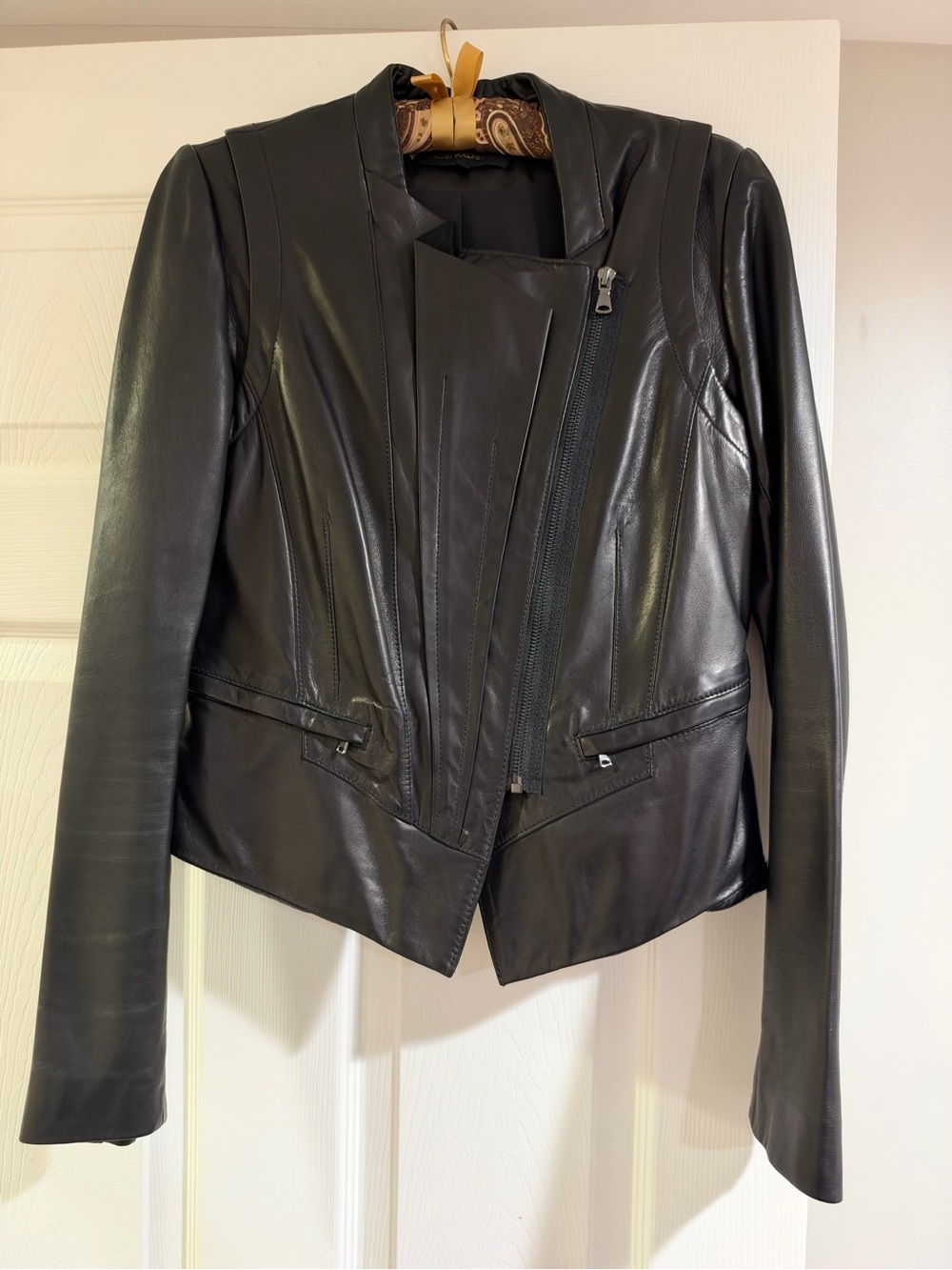 Kobi Halperin Women's Black Asymmetric Leather Jacket